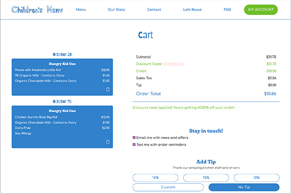 Cart with Discounts Applied