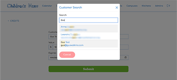 Search for Customer to Apply Credit