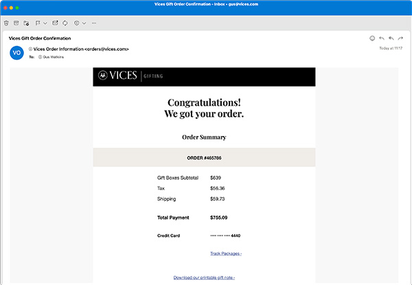 Branded Confirmation Email