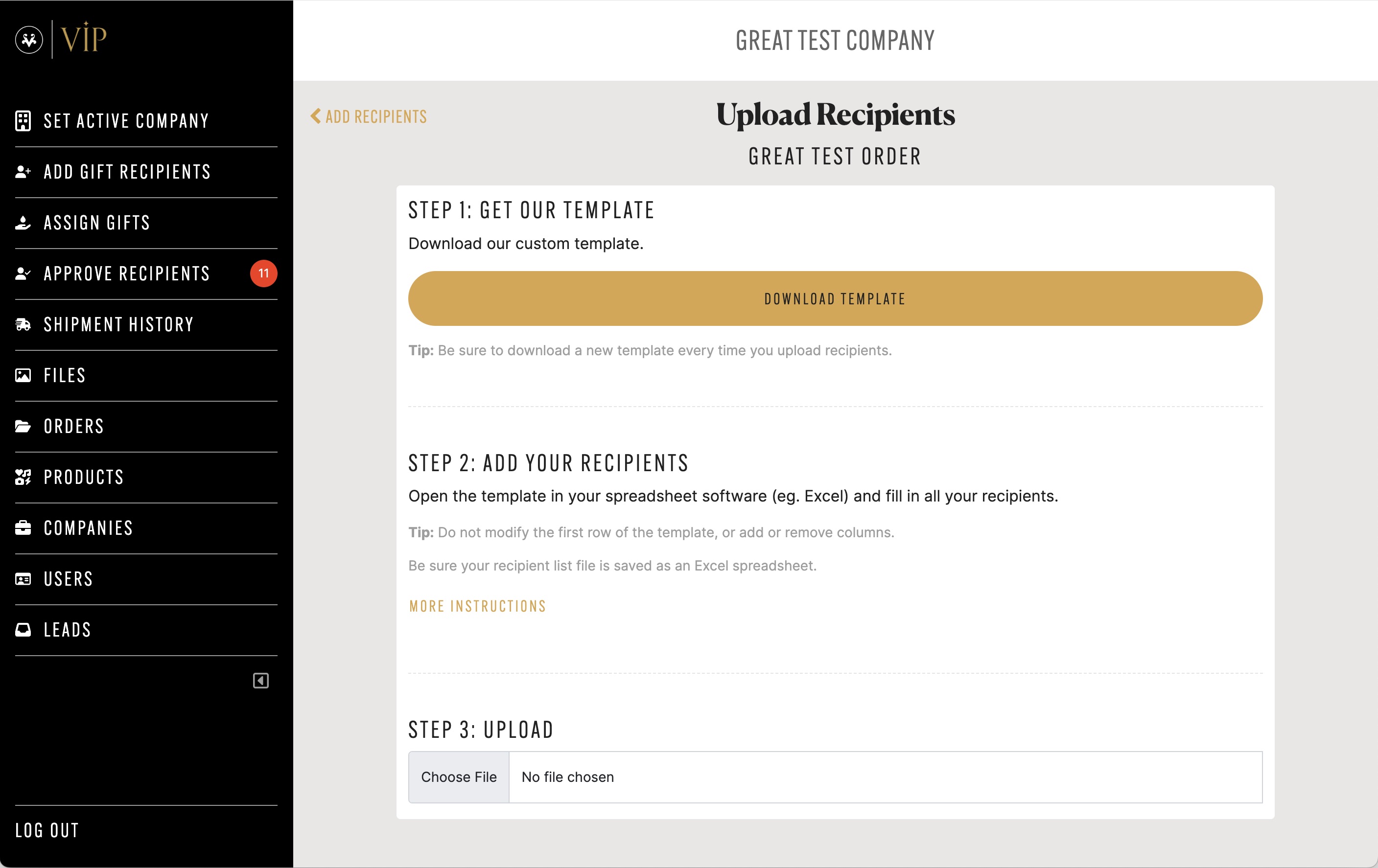 Upload Recipients